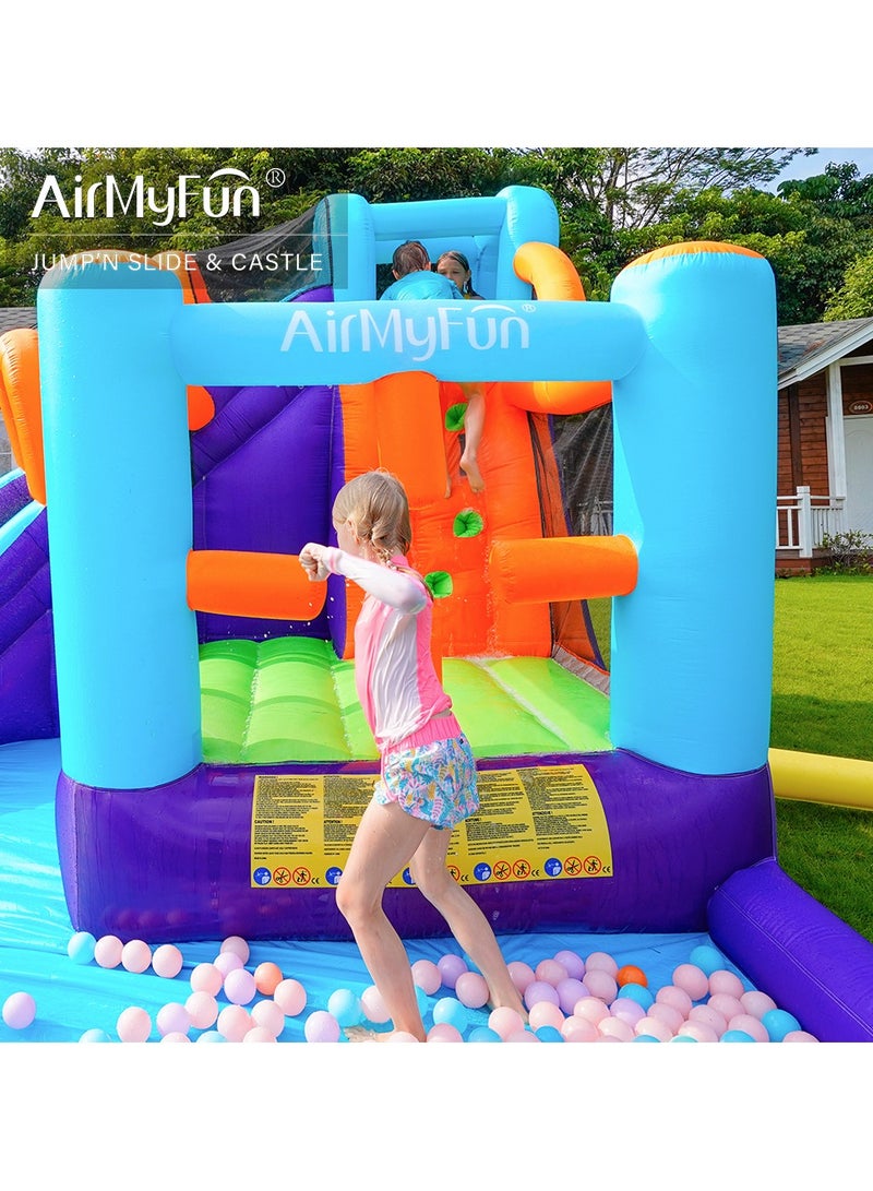 AirMyFun Bounce House for Kids and Toddler, Inflatable Bouncy Castle with Blower Outdoor Jumping House with Slide 83020