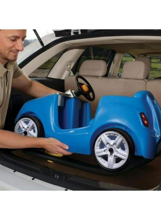 Whisper Ride II, Single Seater Kids Push Car, Easy to Store Ride On Toy with Seatbelt, Horn and Storage Trunk, Suitable for Children both Boys and Girls Aged 18m and Above, Blue