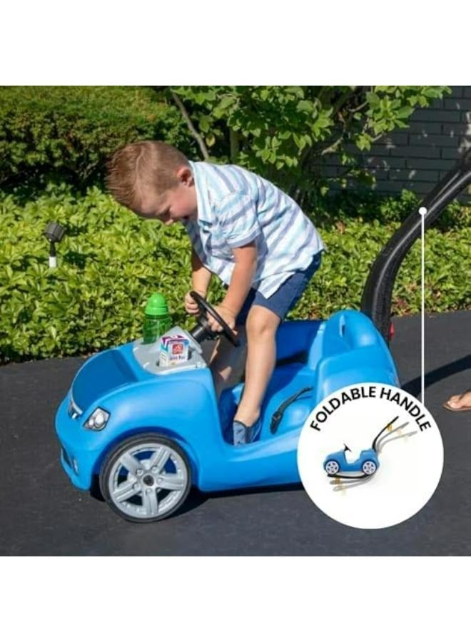 Whisper Ride II, Single Seater Kids Push Car, Easy to Store Ride On Toy with Seatbelt, Horn and Storage Trunk, Suitable for Children both Boys and Girls Aged 18m and Above, Blue