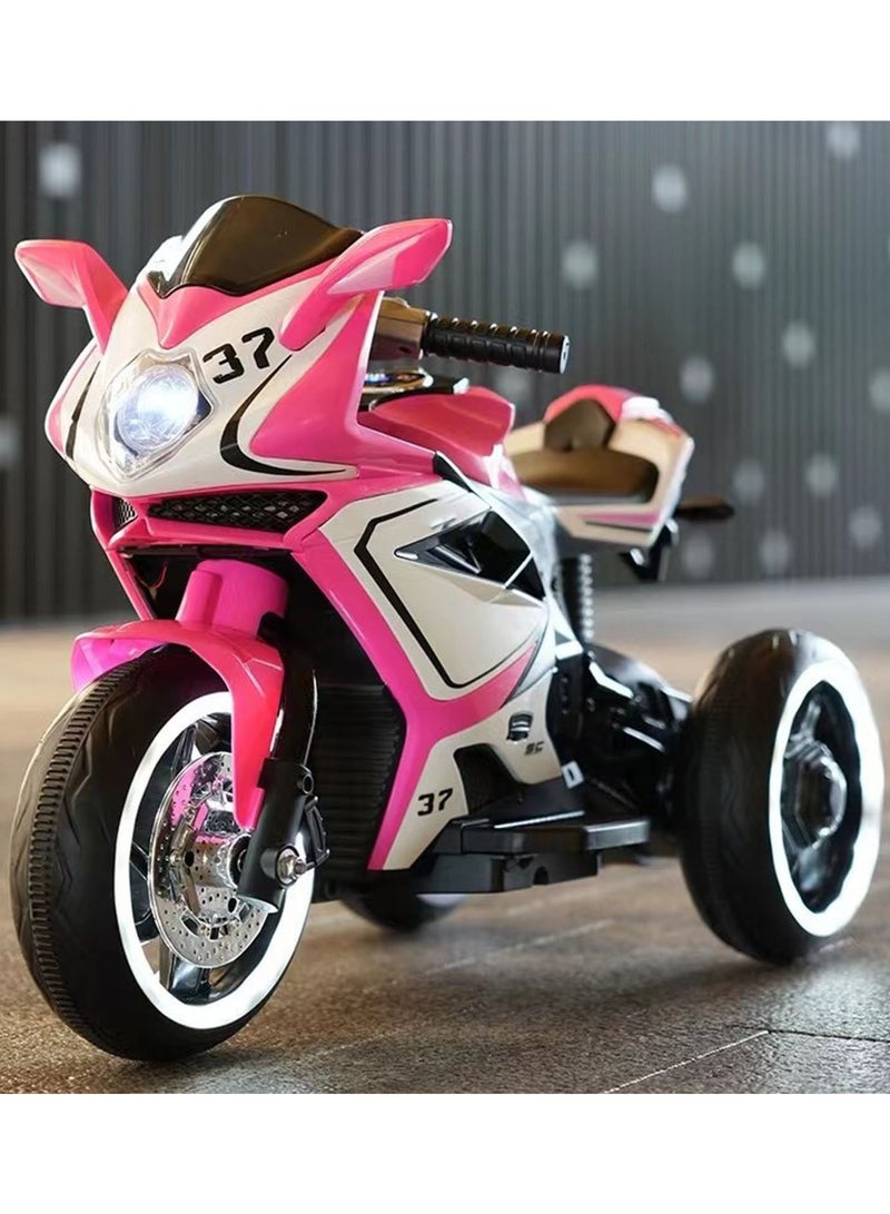 Electric Motorcycle for Kids Children's Ride-on Toys Tricycle Large 3 Wheels Motorbike Pink