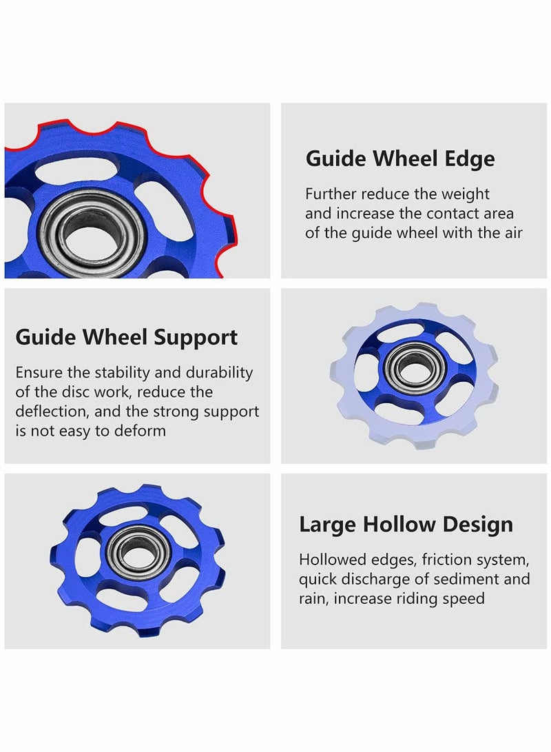 11T Jockey Wheel Set of 3, Alloy Pulley Rollers for MTB and Road Bike Derailleurs, High Performance Bicycle Guide Wheels