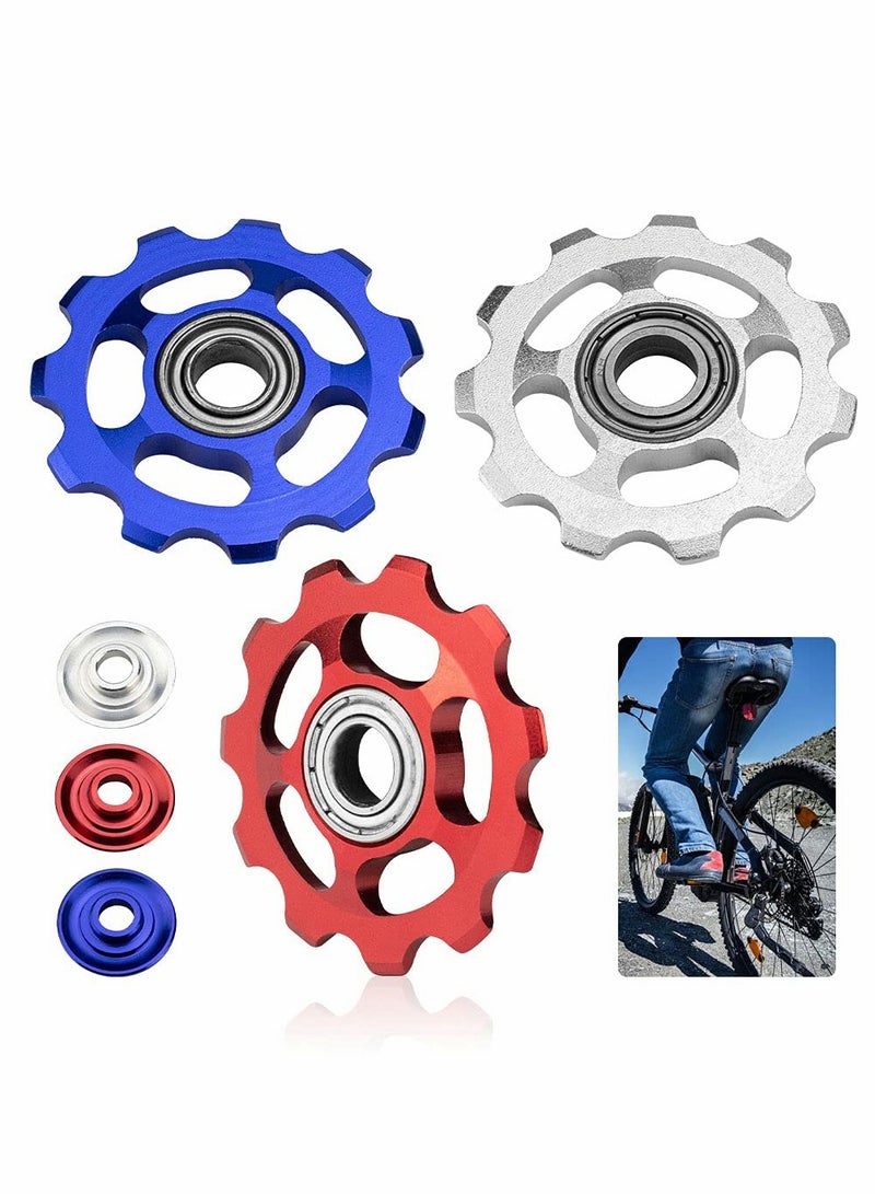 11T Jockey Wheel Set of 3, Alloy Pulley Rollers for MTB and Road Bike Derailleurs, High Performance Bicycle Guide Wheels