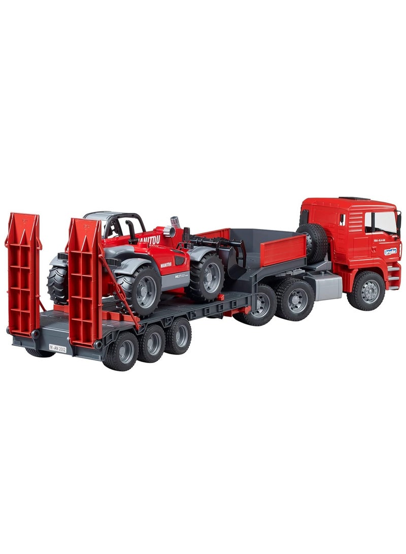 Bruder MAN TGA Truck with Low Loader Trailer and Manitou Telehandler