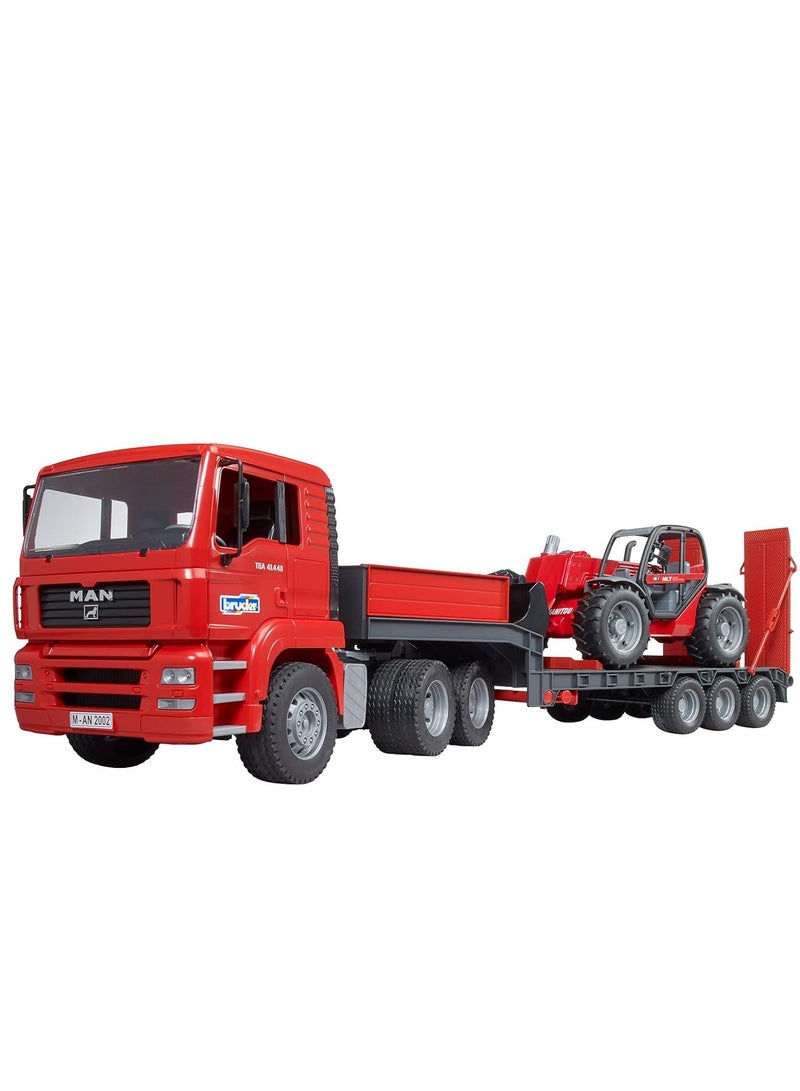 Bruder MAN TGA Truck with Low Loader Trailer and Manitou Telehandler