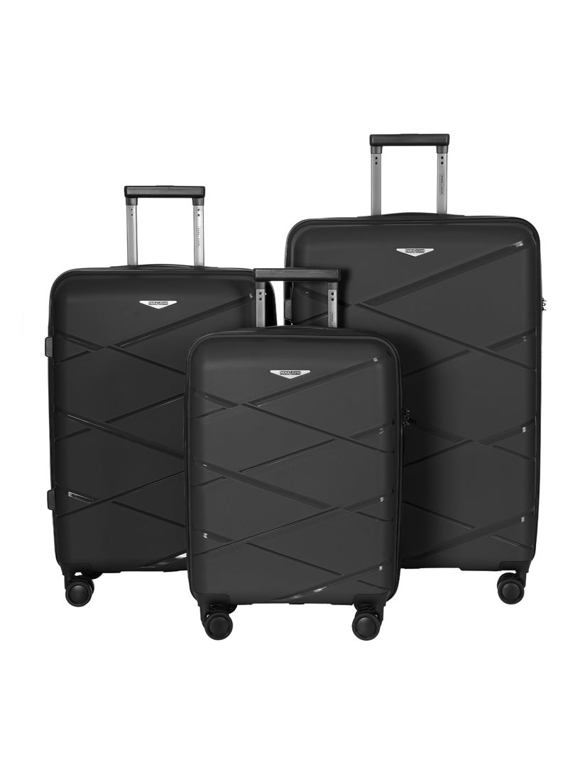 3 Piece with Trolley Set with Lightweight Polypropylene Shell 8 Spinner Wheels for Travel Dark Green