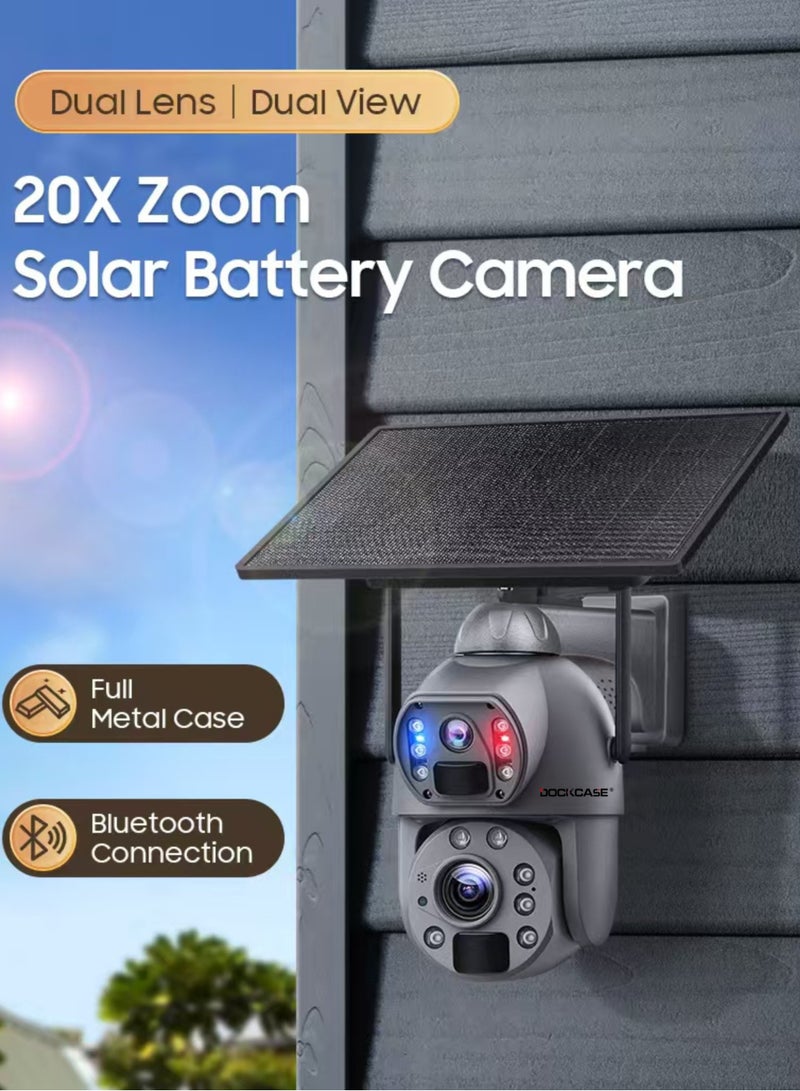 Dual-Lens 4G Sim Card Solar Powered Outdoor zoom linkage ptz Security Camera