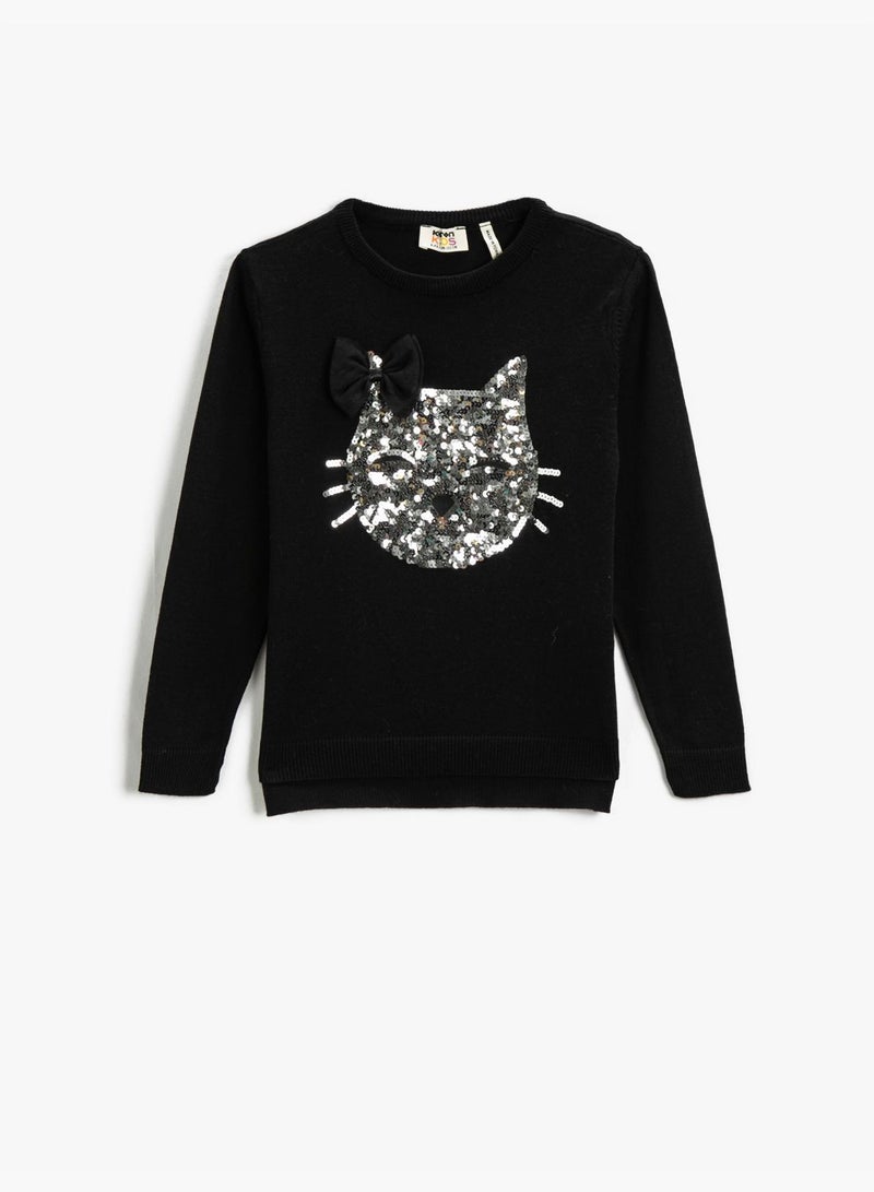 Cat Patterned Knit Sweater