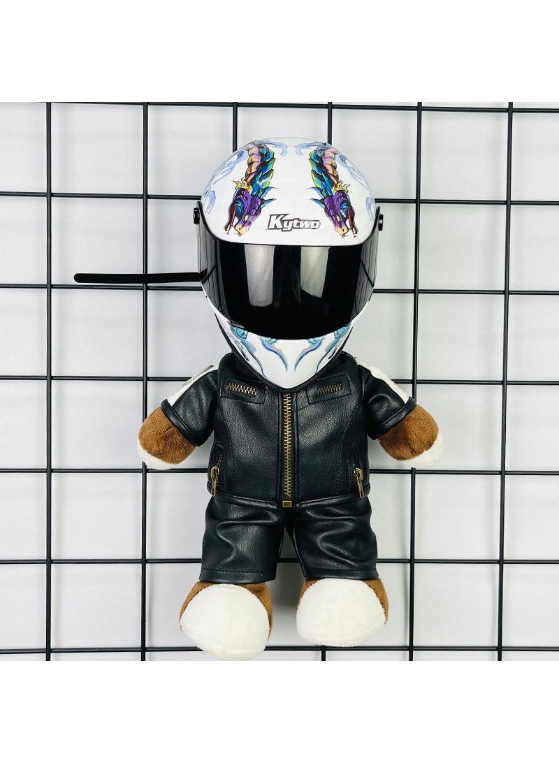 Mini Style Full Face Plush Toy Helmet Motorcycle Lover’s Small Racing Crash Helmet Souvenir Ornament Desk Decorator Motorsport Fans Gift 30cm