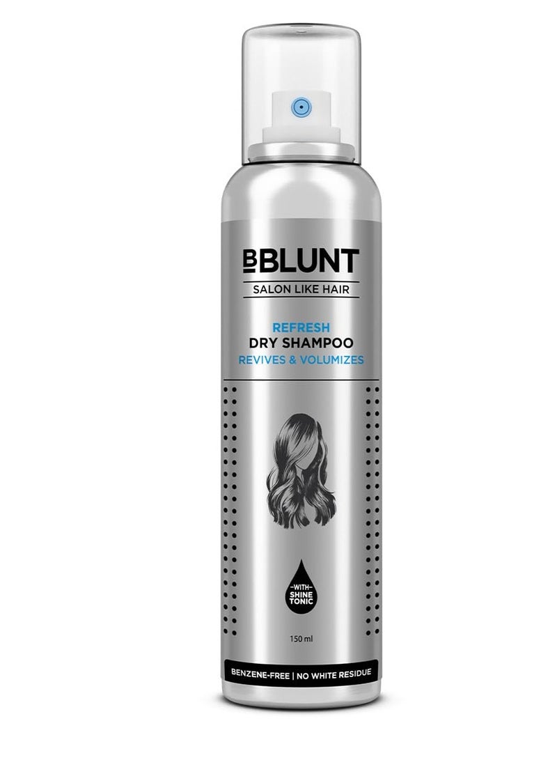 BBLUNT Refresh Dry Shampoo to Instantly Refresh AND Add Volume - 150 ml Benzene-Free Leaves No Residue