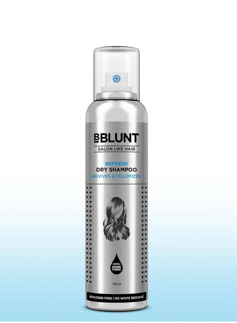 BBLUNT Refresh Dry Shampoo to Instantly Refresh AND Add Volume - 150 ml Benzene-Free Leaves No Residue