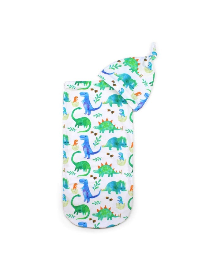 Hat Swaddle Set  Cutie Includes Name Announcement Card And Matching Jersey Knit And Hat Set  Perfect For Newborn Photos  For Ages 0 To 3 Months  Dinosaur