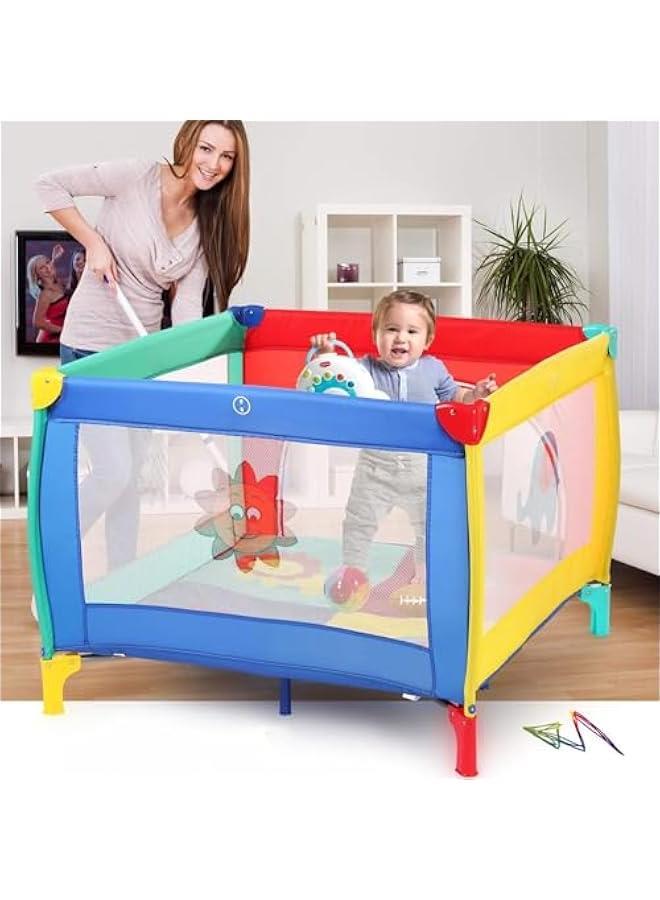 Foldable With Air Pump And Soft Sleep Area Playpen For Indoors And Outdoors