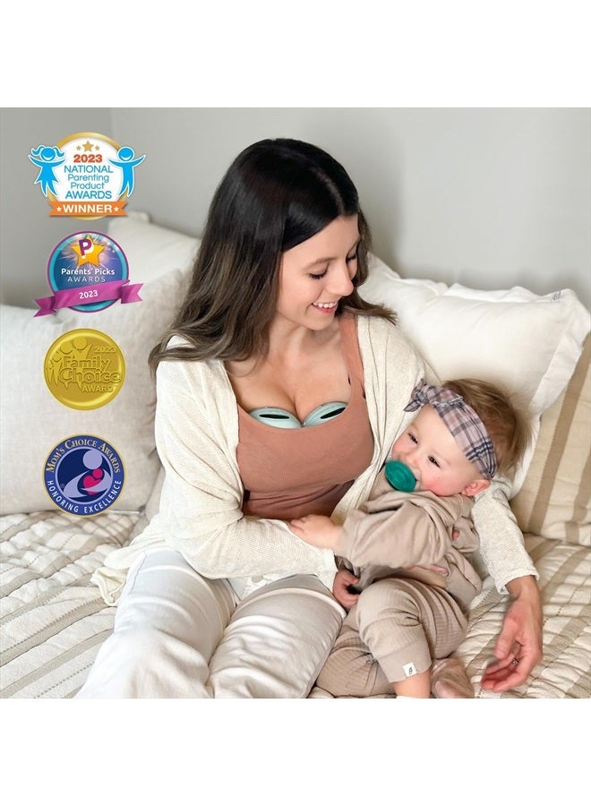 MomMed Wearable Breast Pump, S21 Portable Hands-Free Electric Breast Pump, Painless Breastfeeding Breast Pump Can Be Worn in-Bra, with 3 Mode & 12 Levels, Leak-Proof Design & Low Noise, 24mm