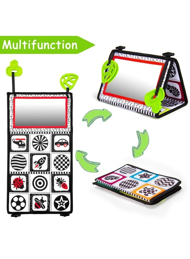 Teytoy Tummy Time Baby Mirror Toys With Teethers  Double Black And White High Contrast Baby Toys 0-6 Months  Foldable Floor Sensory Development Toys For Infants Newborn