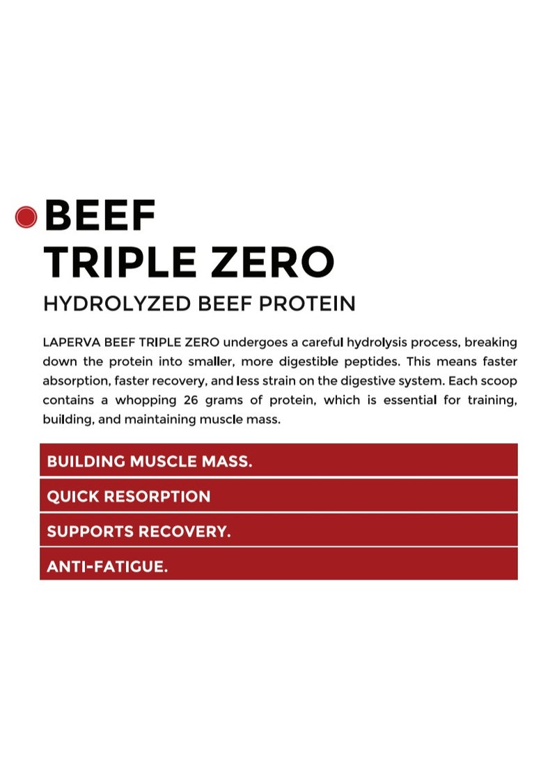 Laperva - Beef Triple Zero Hydrolyzed Protein Powder, 86% Protein, With BCAA & Glutamine, Muscle Growth & Digestive Support, 4 LB, Vanilla