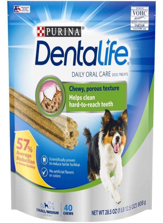 DentaLife Made in USA Facilities Small Medium Dog Dental Chews Daily - Pouch 40 ct