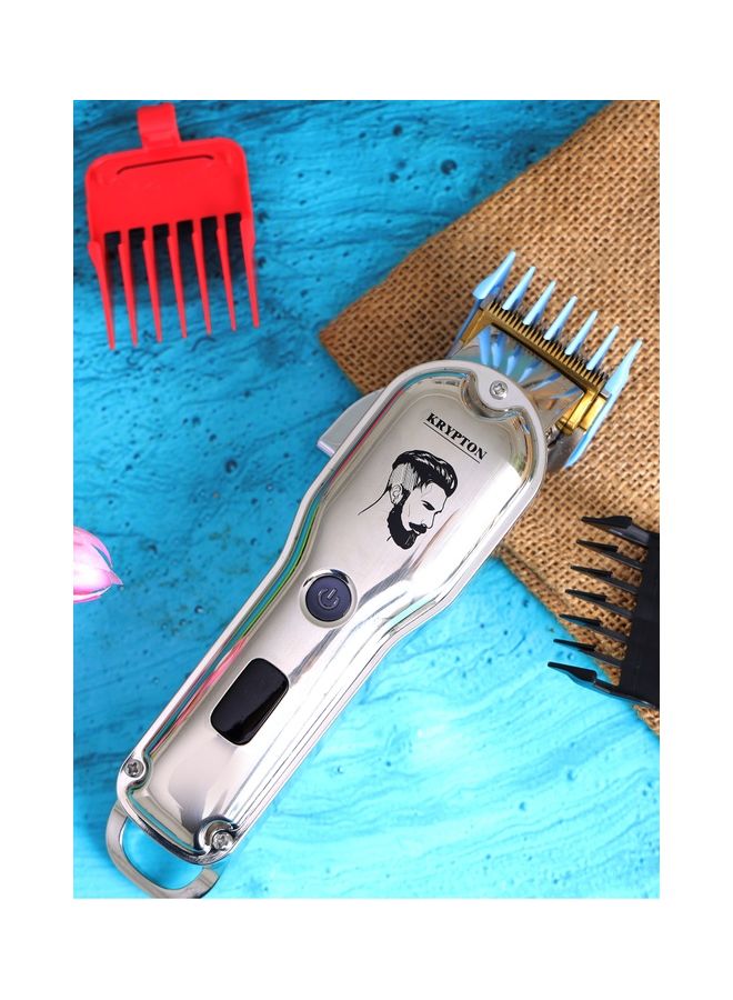 Professional Hair Bread Trimmer KNTR5419 Stainless Steel Blade 10 Separate Comb Attachments 240 Minutes Working Time Li-Ion Battery Cord Cordless Operation Silver