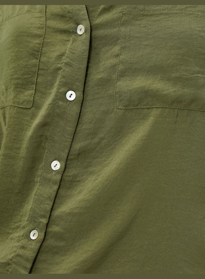 Sleeve Detail Mandarin Neck Shirt