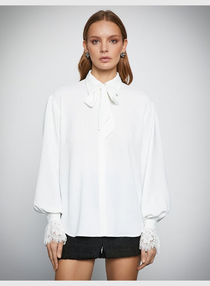 Lace Detail Puff Sleeve Shirt