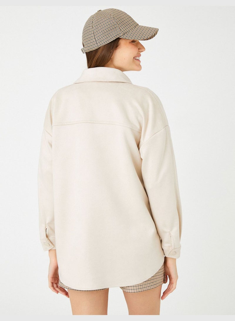 Oversized Shacket Pocket Detail Long Sleeve