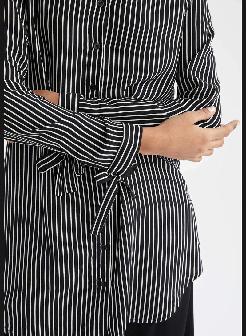 Regular Fit Long Sleeve Striped Shirt Tunic