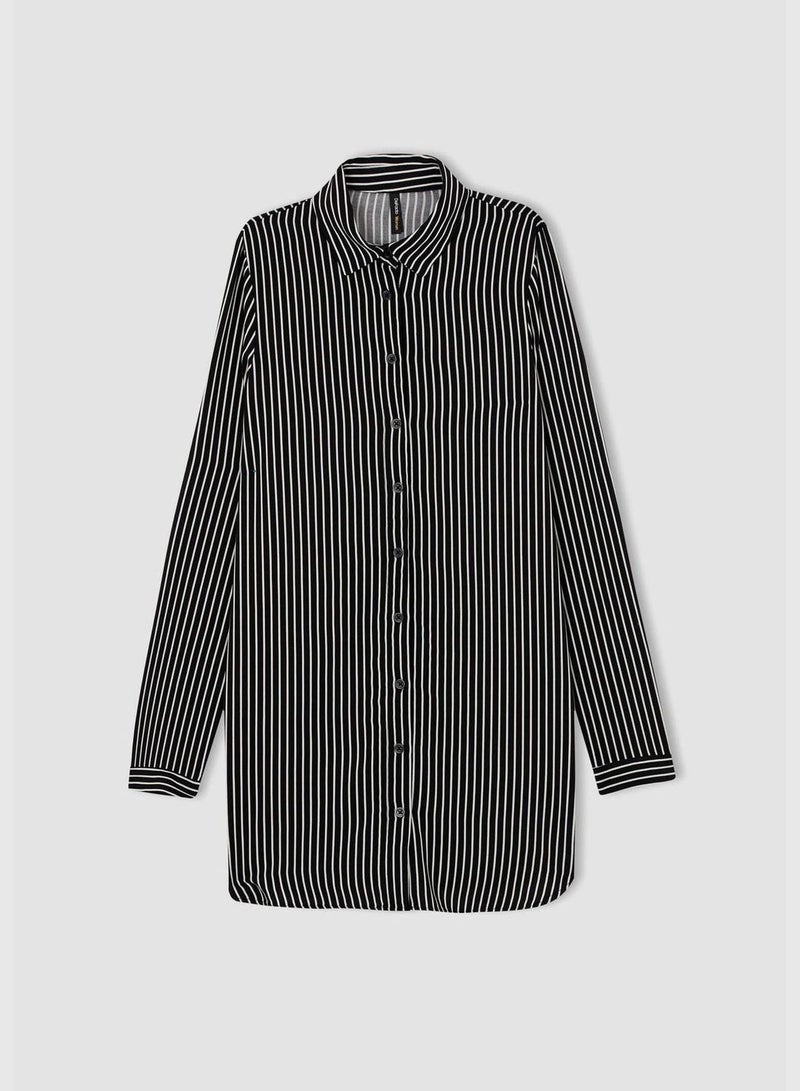 Regular Fit Long Sleeve Striped Shirt Tunic