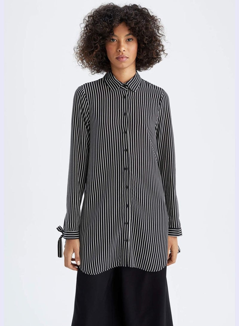 Regular Fit Long Sleeve Striped Shirt Tunic