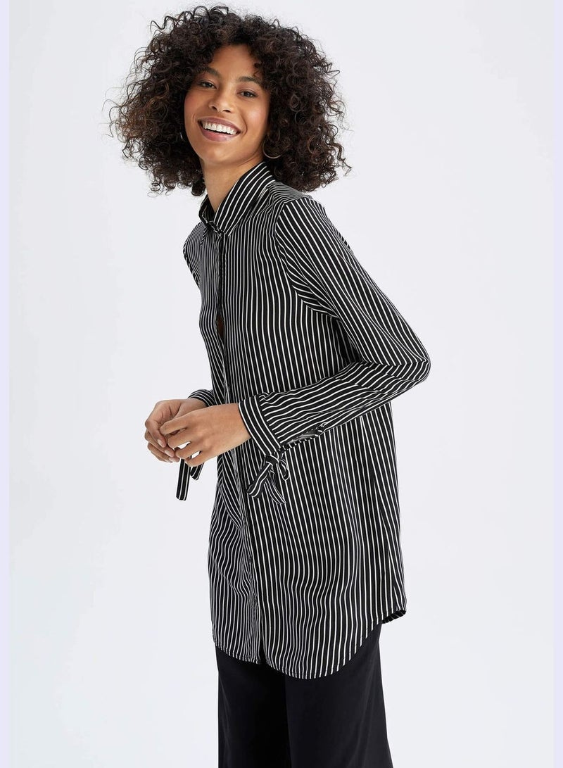 Regular Fit Long Sleeve Striped Shirt Tunic