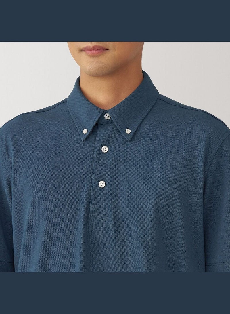 Cool Touch Pique Button Down Short Sleeve Polo Shirt