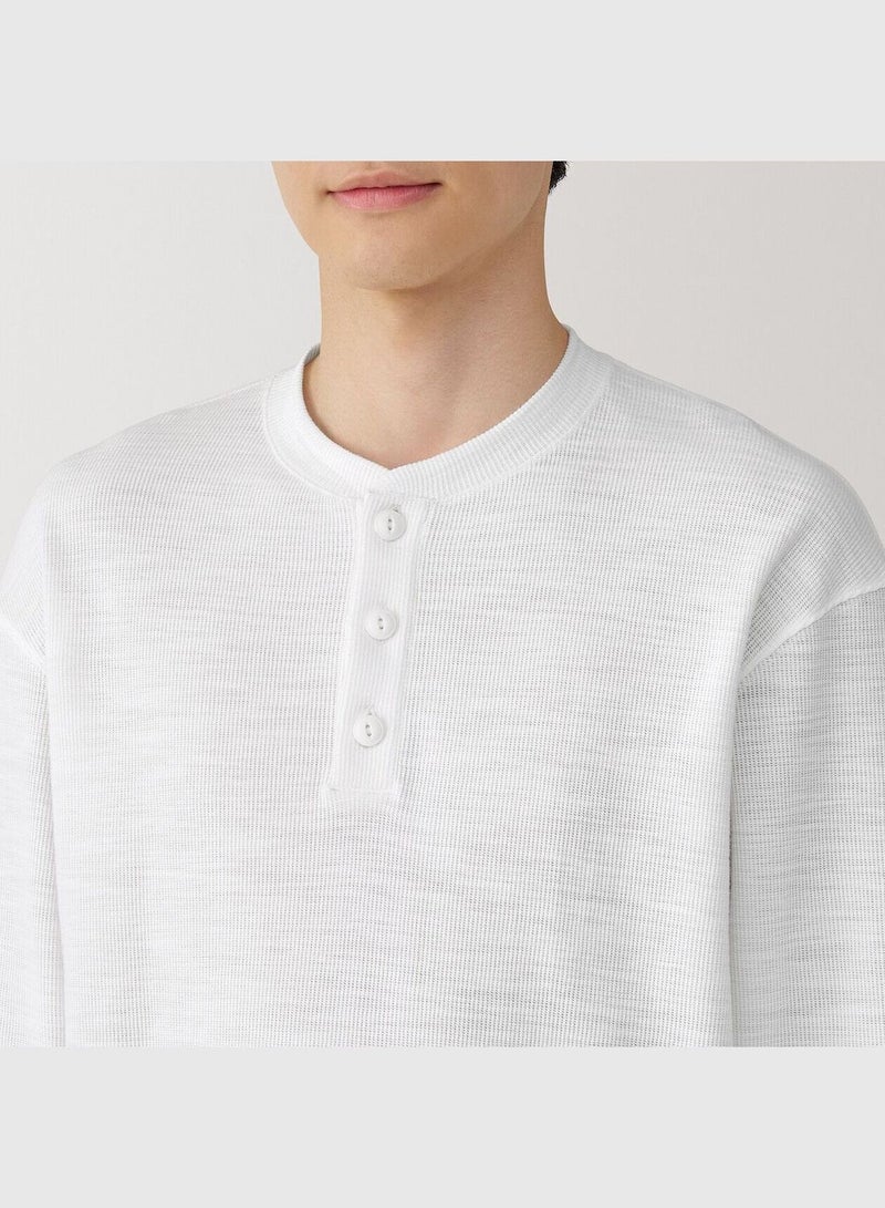 Waffle Henly Neck Long Sleeve T-Shirt