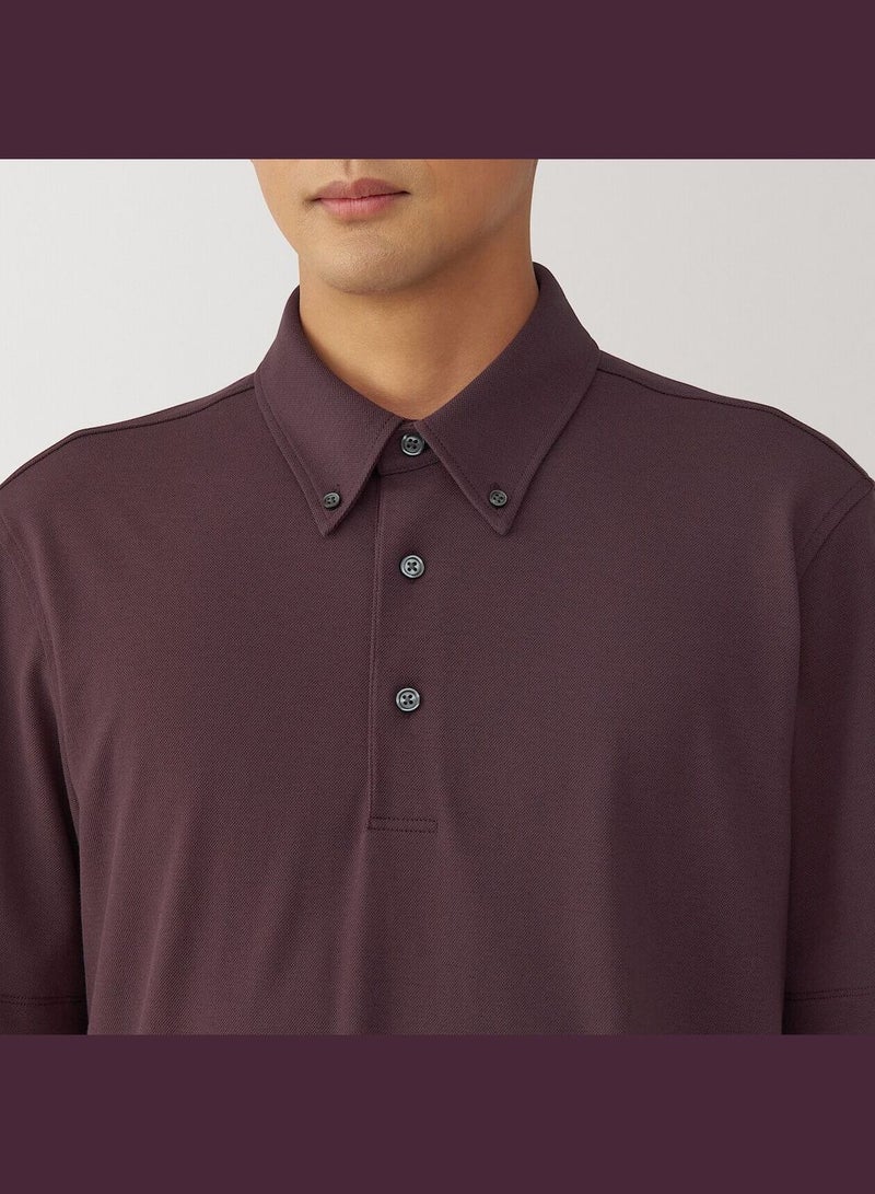 Cool Touch Pique Button Down Short Sleeve Polo Shirt