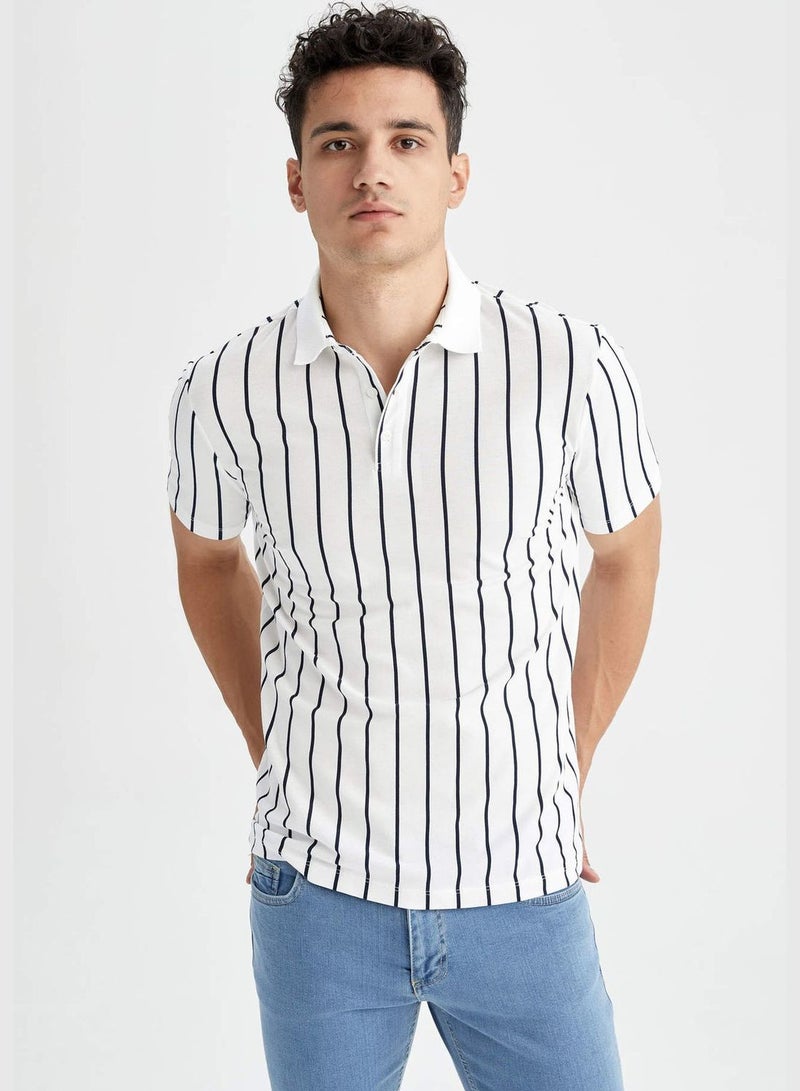 Slim Fit Short Sleeve Striped T-Shirt