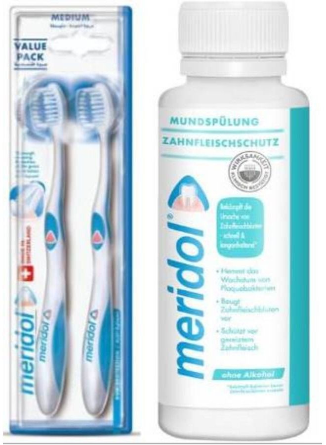 Meridol Medium Twin pack Toothbrush and Mouthwash 400ml