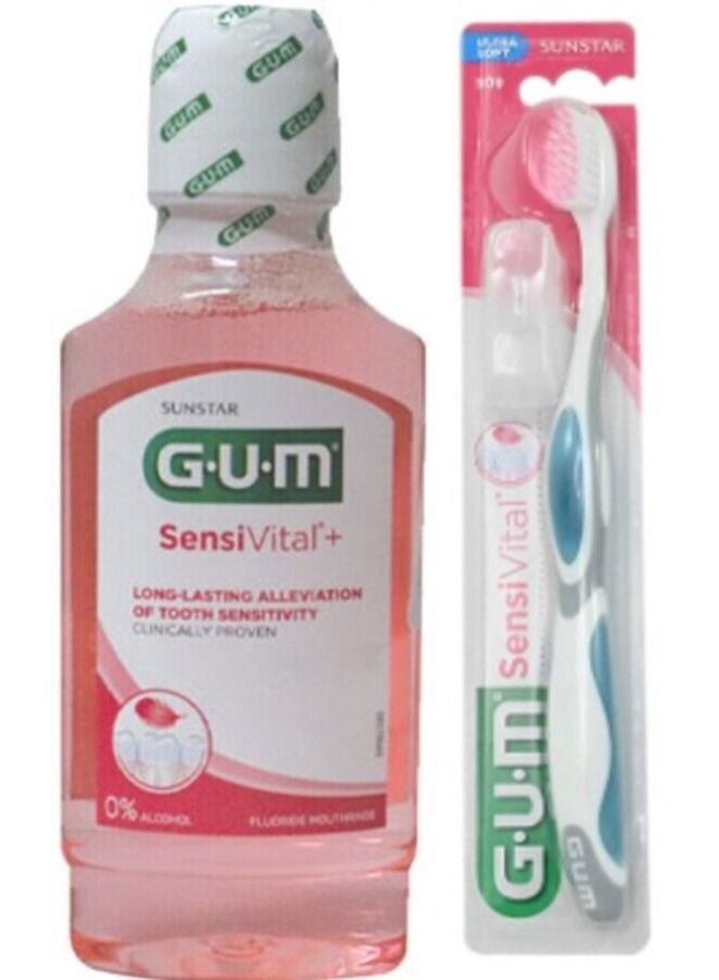 GUM SensiVital Mouthwash 300ml And Sensivital Toothbrush