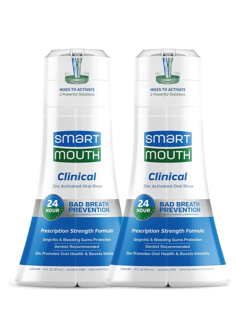 SmartMouth clinical DDS activated mouthwash bad breath and bleeding gums support 16 fl oz pack of 2