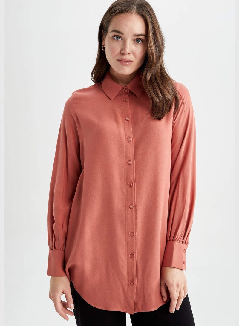 Woman Woven Long Sleeve Tunic