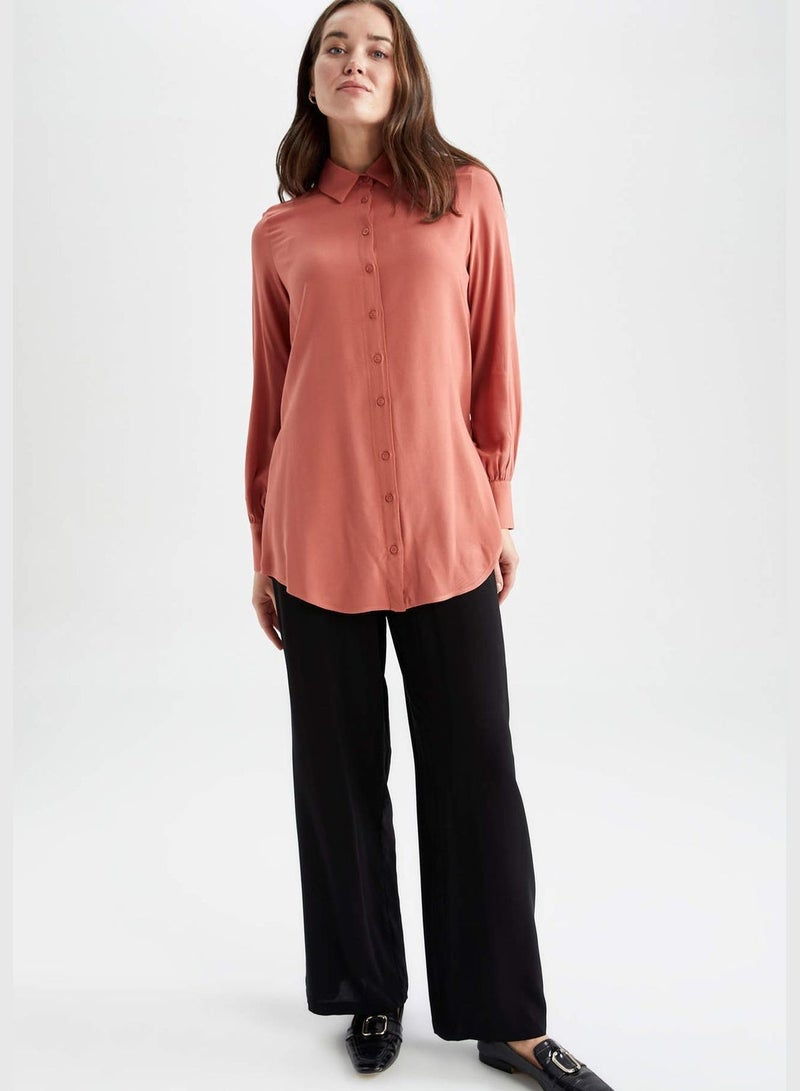 Woman Woven Long Sleeve Tunic