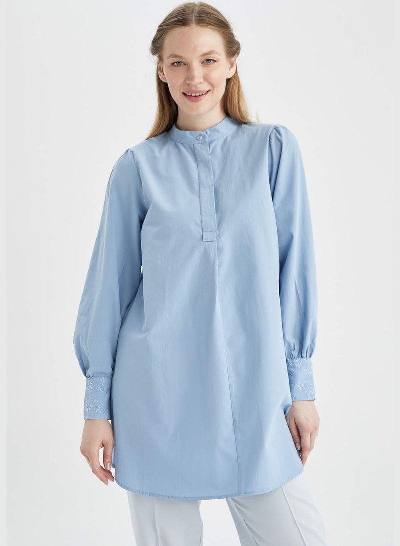 Woman Regular Fit Regular Woven Top Long Sleeve Tunic