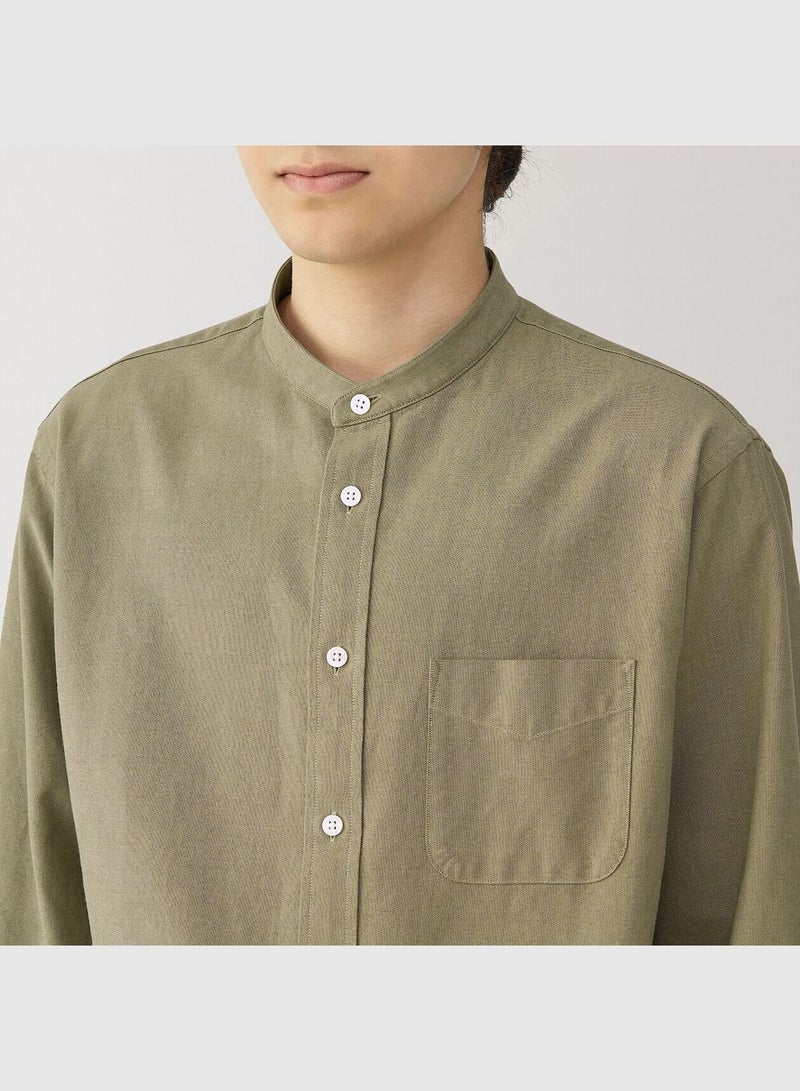 Washed Oxford Stand Collar Shirt