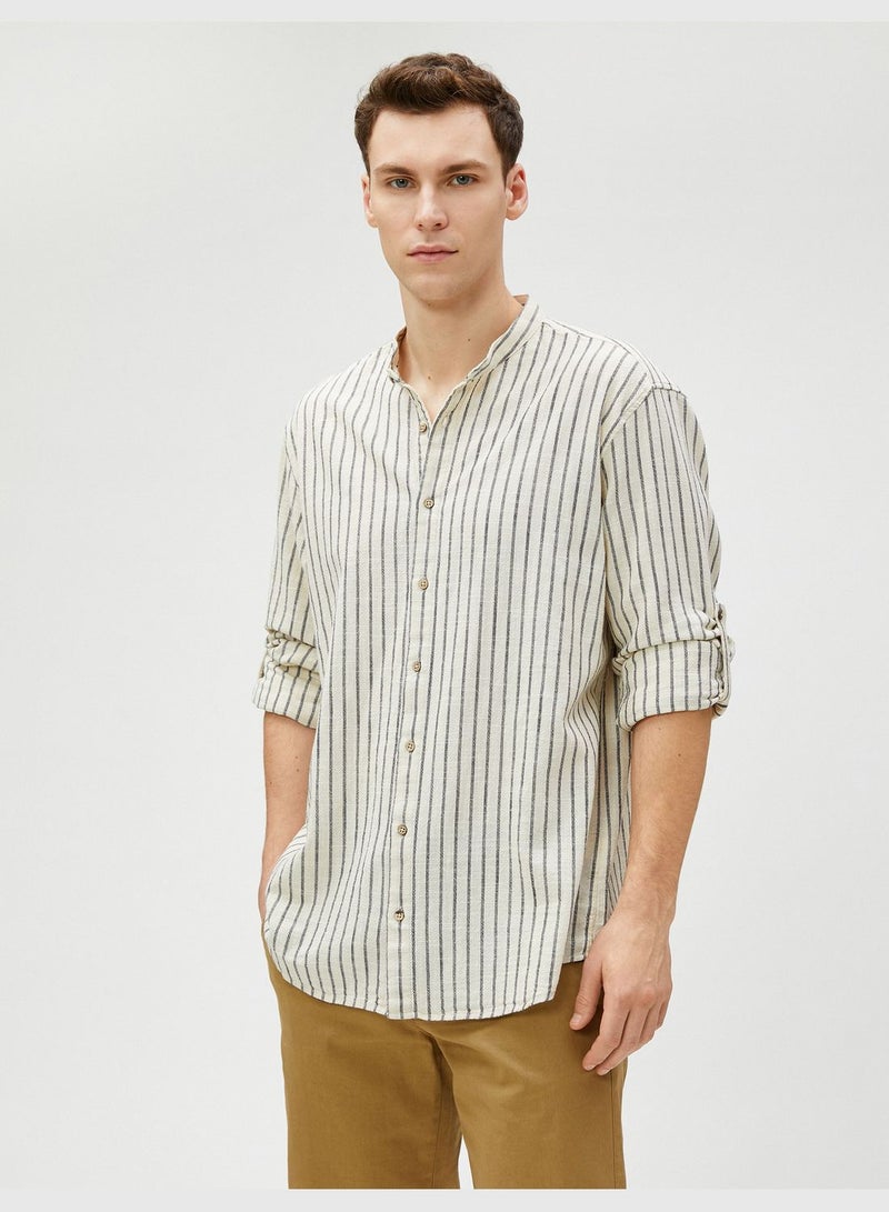 Classic Neck Shirt Buttoned Cotton