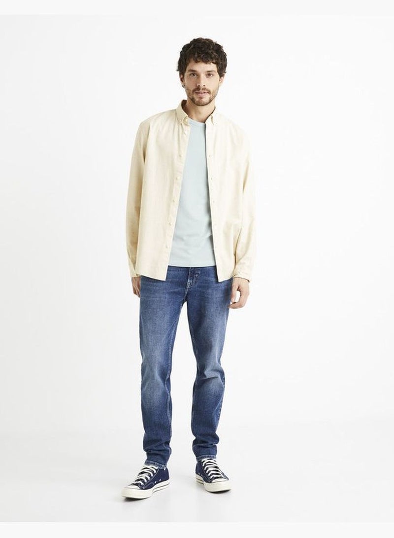 Celio Essential Long Sleeve Shirts - Biege