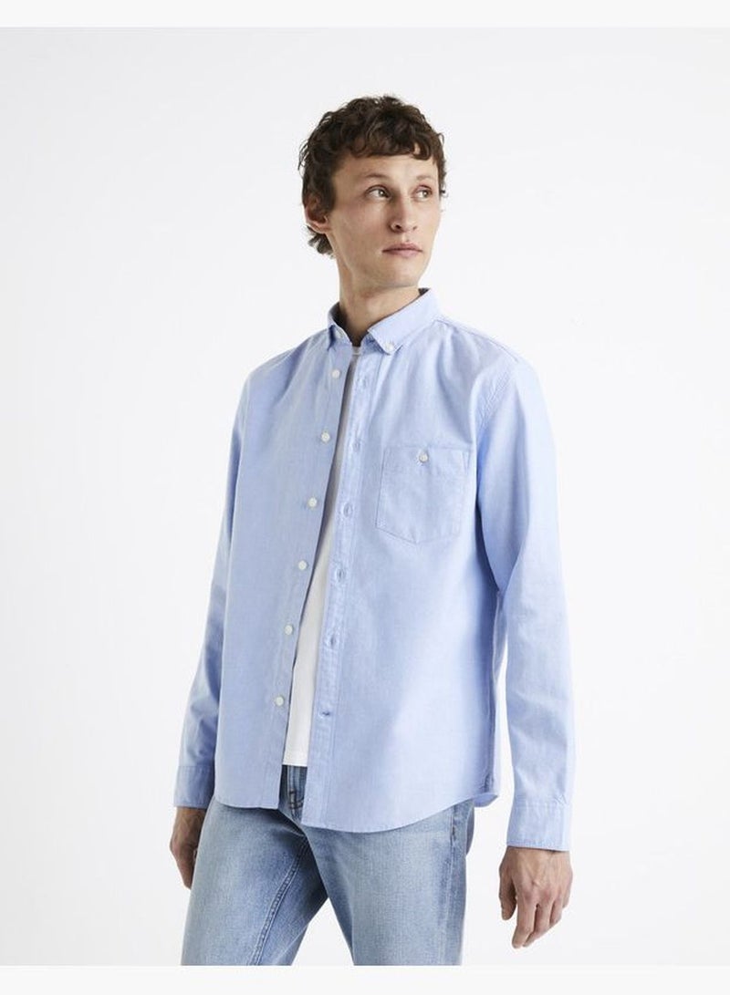 Celio Essential Long Sleeve Shirts - Blue