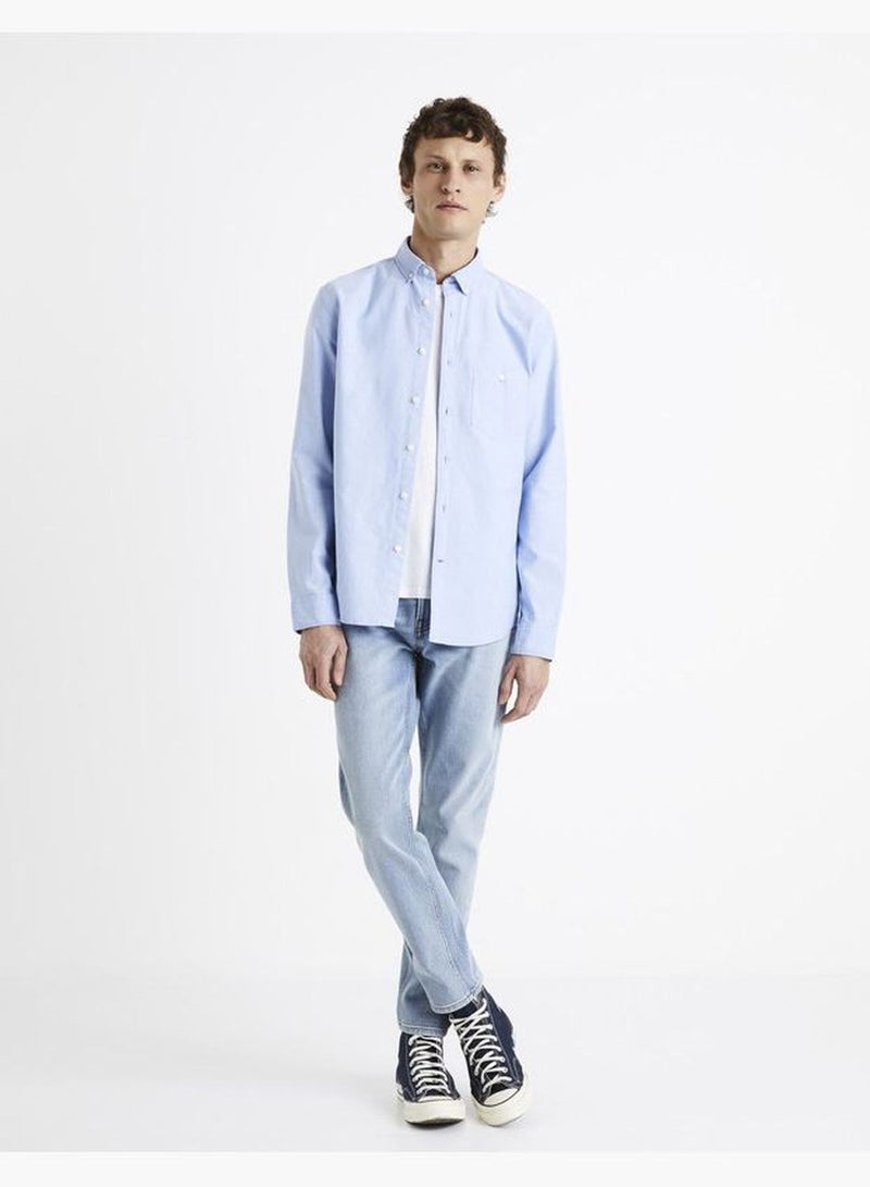 Celio Essential Long Sleeve Shirts - Blue