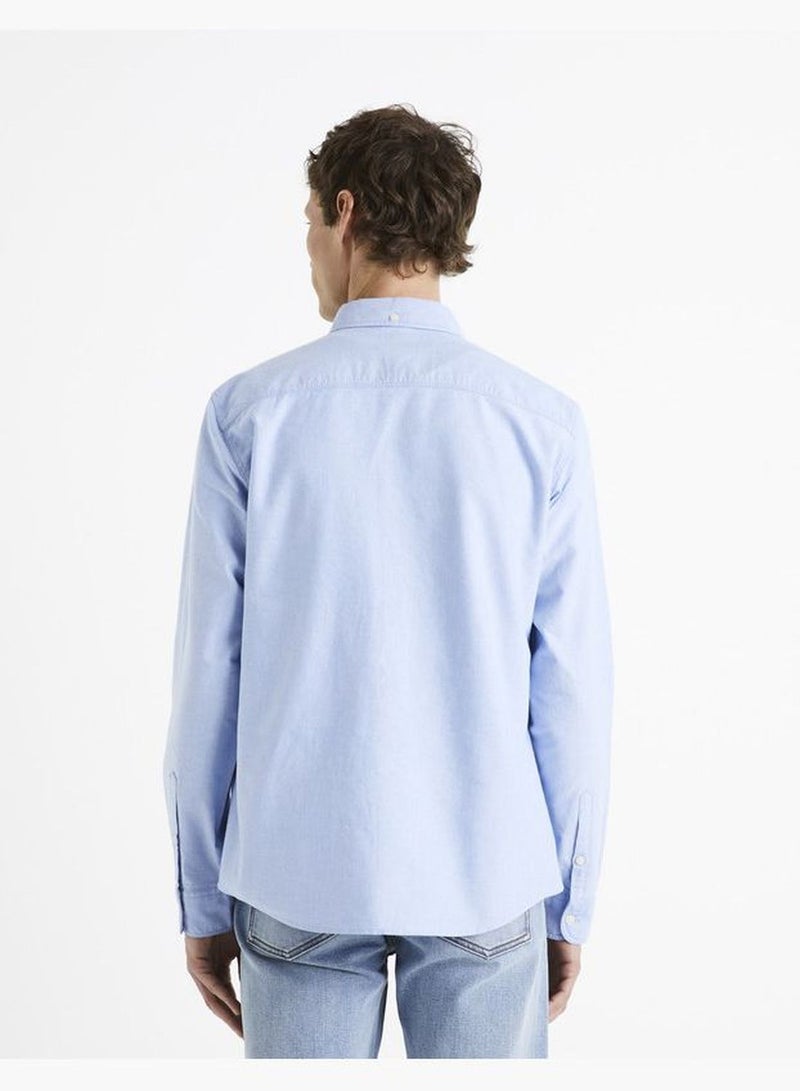 Celio Essential Long Sleeve Shirts - Blue