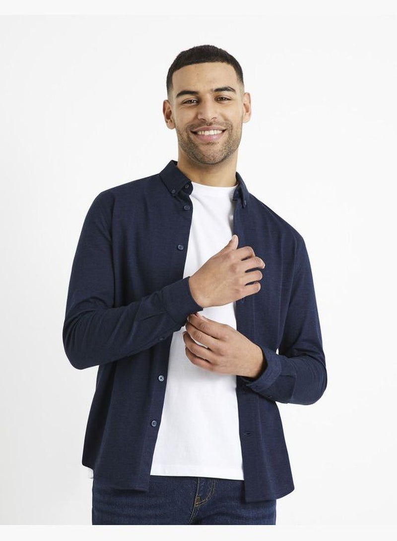 Celio Essential Long Sleeve Shirts - Blue