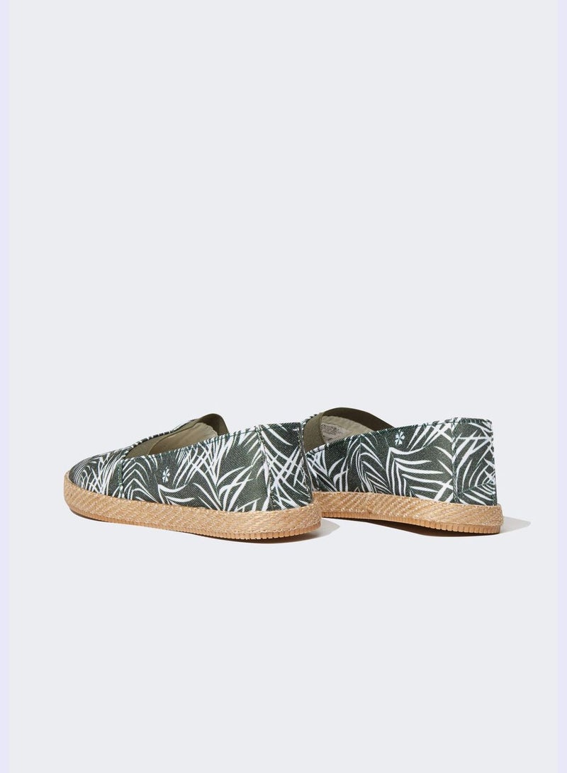 Flat Sole Palm Print Espadrilles