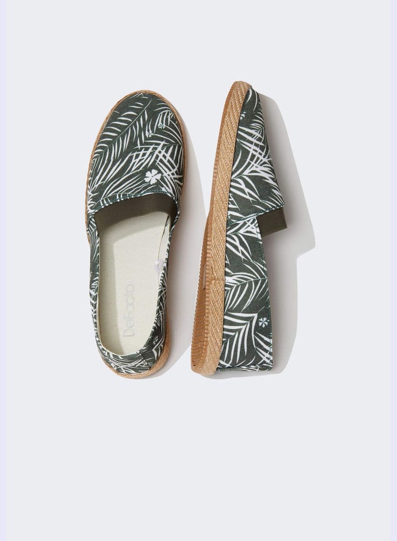 Flat Sole Palm Print Espadrilles