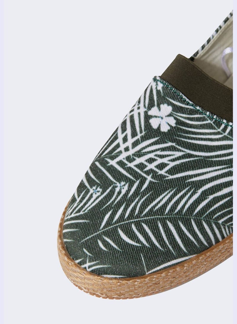 Flat Sole Palm Print Espadrilles