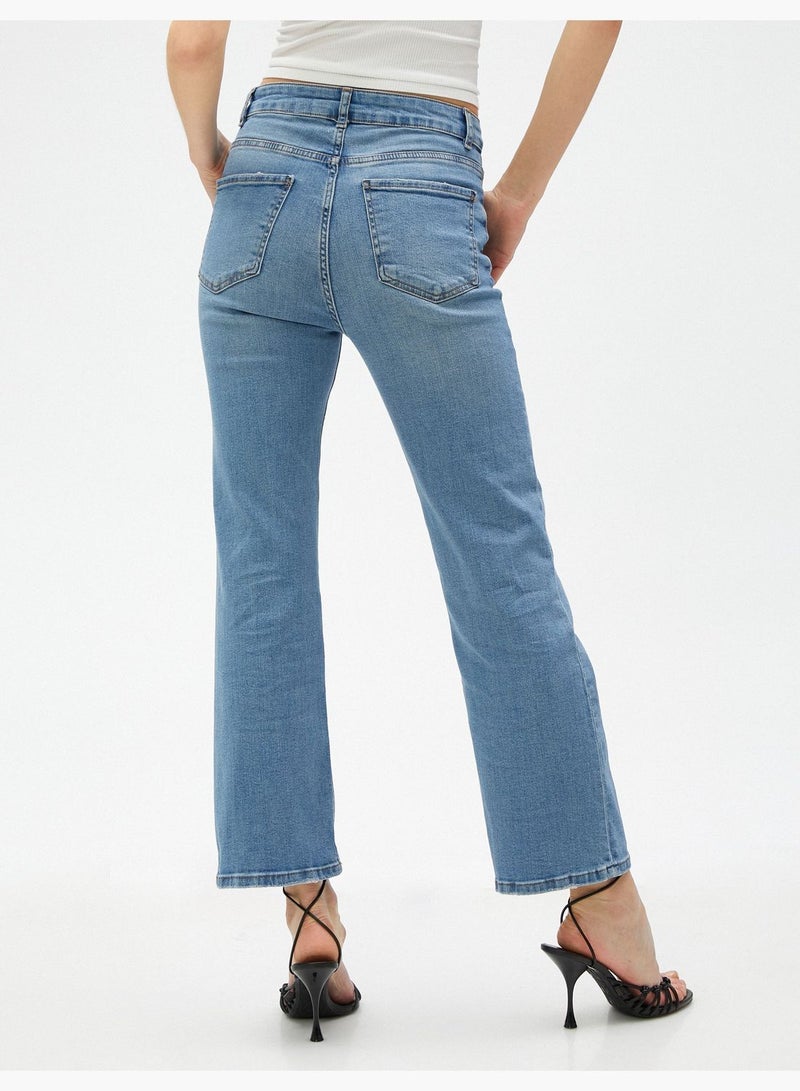 Skinny Fit Flare Leg Denim Trousers - Victoria Jeans