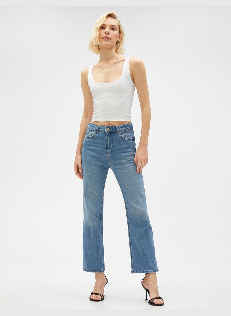 Skinny Fit Flare Leg Denim Trousers - Victoria Jeans